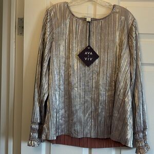 Ava and Viv Blouse - Champagne/Metallic Silver/Bronze, Size XXL